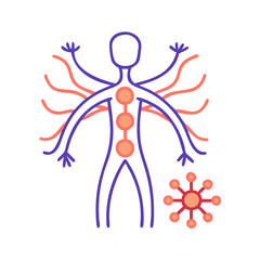 Human body with energy lines in minimalist flat style