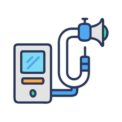 Medical diagnostic device illustration on black background in flat design