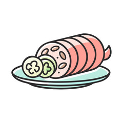 Sliced lotus root on a plate food illustration