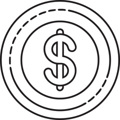 Obraz premium Dollar Coin Icon With Dashed Outline currency money