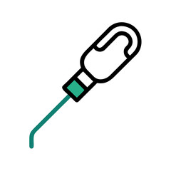 Abstract teal wand icon on black background illustration
