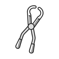 Gray pincer tool icon illustration over a black background