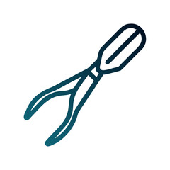Teal line art vector illustration of pruning shears tool