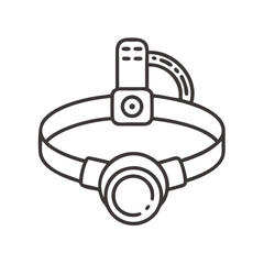 Outline of a medical headlamp on a black background