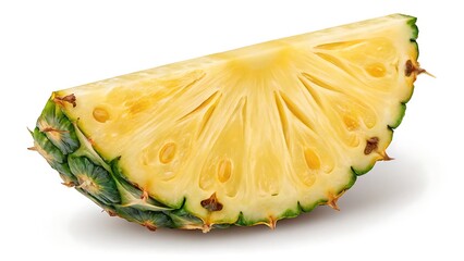 Slice of fresh pineapple on white background isolated tropical fruit