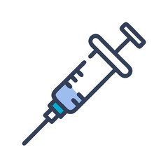 Stylized flat vector graphic of a medical syringe
