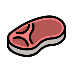 Cartoon style raw meat illustration on a black backdrop