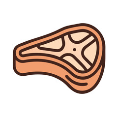 Stylized meat cut illustration on black background, minimalist style
