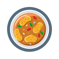 Flat vector illustration of a bowl of delicious curry