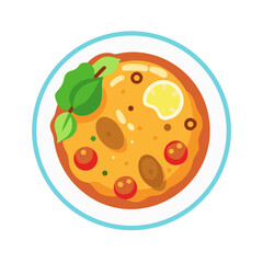 Vector illustration of a bowl of soup from above