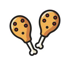 Two cartoon style fried chicken legs on black background