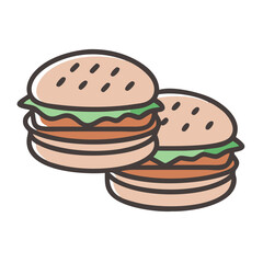 Two delicious hamburgers with lettuce on a black background
