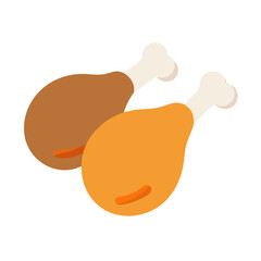 Flat illustration of two roasted chicken legs on black