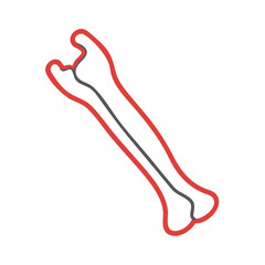 Cartoon Bone Graphic with Red Outline Against Black Background