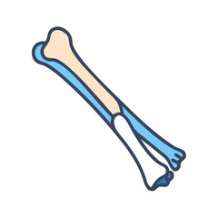 Two stylized bones diagonal on a black background illustration