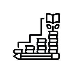Black line icon for study progress