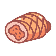 Stylized Chicken Roll Illustration on Black Background for Food