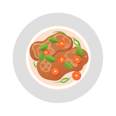 Vector illustration of a plate of prepared food