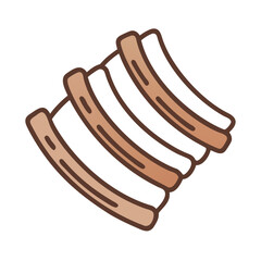 Illustration of spare ribs on black background for menu