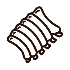 Brown stylized pork spare ribs on a black background