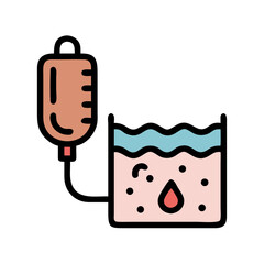 Skin hydration treatment with intravenous drip illustration on black