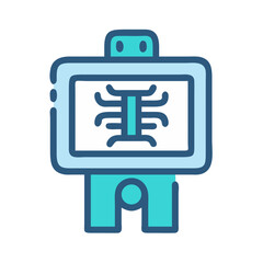 Stylized icon of an x-ray machine demonstrating modern healthcare