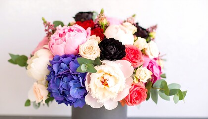 Vibrant floral bouquet in a box