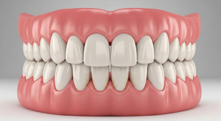 Obraz premium Realistic dental model showcasing healthy white teeth and subtle gum discoloration for oral health education