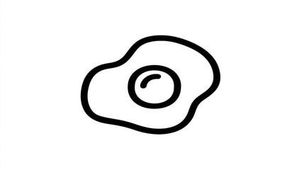 Obraz premium Minimal Line Icon of Fried Egg – Bold Outline Vector on White Background
