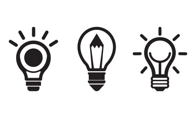 Vector illustration set of light bulb silhouettes