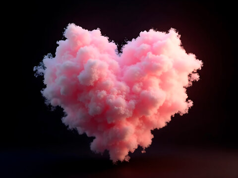Heart shaped cloud on black background - Powered by Adobe