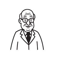 Old person in formal suit black and white vector illustration portrait elegant classic digital artwork