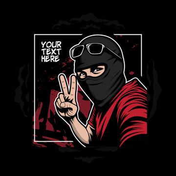 ultras fhooligan suporter footbal in mask sticker vector design