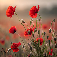 Obraz premium elegant red poppies floral arrangement a stunning