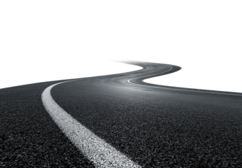 Winding asphalt road disappearing into darkness (1)