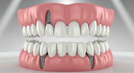 Obraz premium Stunning dental implants showcase modern oral health solutions for perfect smiles and confident living