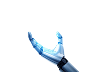 Robot Hand Holding Microchip with Sparkling Energy Lines, Transparent PNG