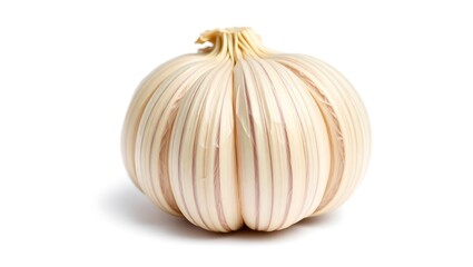Obraz premium A single bulb of garlic on a white background shot