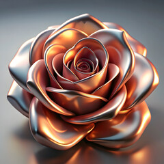 chrome rose a shiny 3d render of a metallic flower
