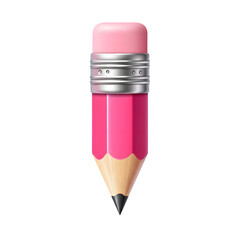 Bright pink pencil with pink eraser and silver ferrule on black background