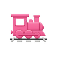 Cute pink toy train on a black background