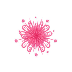 Vibrant pink abstract mandala design with intricate swirling patterns on black background