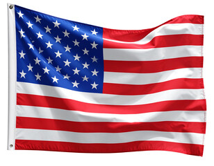 Front-Facing US National Flag on Pole with Realistic Movement