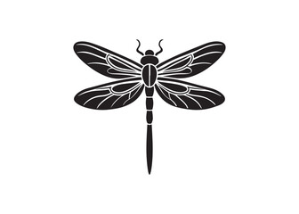 Dragonfly glyph silhouette icon vector art, insect outline shape design for decoration or nature graphics.