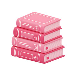 Stack of four vintage pink hardcover books on a black background