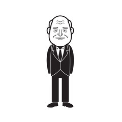 Obraz premium Old person in formal suit black and white vector illustration portrait elegant classic digital artwork