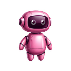 Cute pink robot character with big eyes on black background