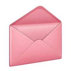 Open pink envelope on a black background