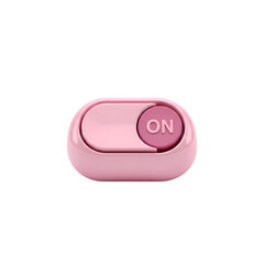 Pink toggle switch in the on position on a black background