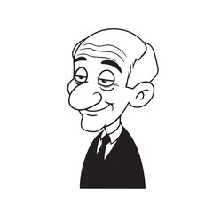 Old person in formal suit black and white vector illustration portrait elegant classic digital artwork